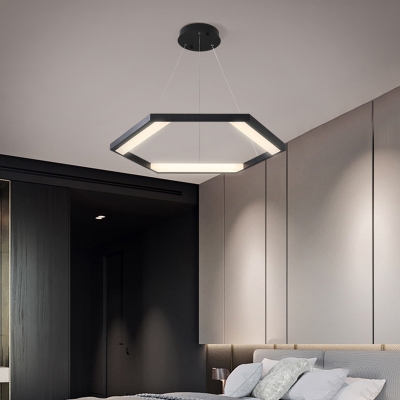 Metal Hexagon Ceiling Pendant Light Contemporary Integrated Led
