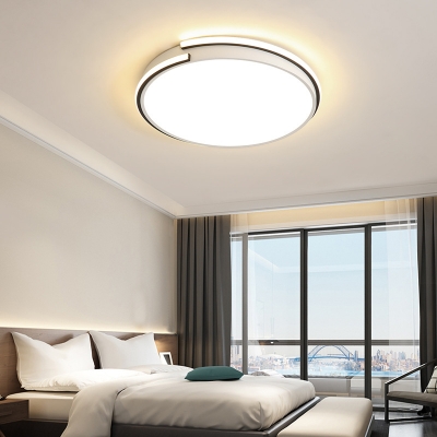 Modern Simple Round Ceiling Flush Light Metallic Led White Flushmount for Bedroom
