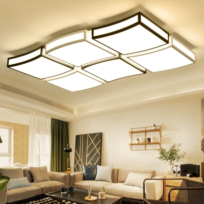 Black and White Wavy Flush Mount Lighting LED Modern Acrylic Ceiling Lamp for Living Room