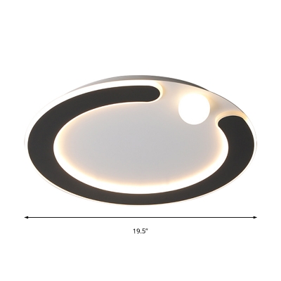 C Shape Ceiling Flush Mount Light Minimalism Metal and Acrylic Led Flush Mount Lamp with Single Ball