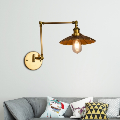 Cone-Shaped Sconce Lights Retro Industrial Metal 1-Light Swing Arm Wall Sconce Light for Foyer