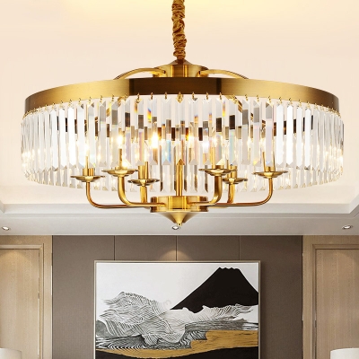 Contemporary Crystal Large Hanging Lights Metal 6 Heads Pendant Chandelier for Living Room