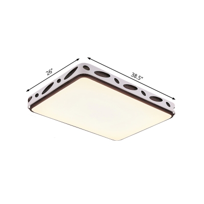Metallic Hollow Rectangle/Square Flush Mount Light LED Modern Simple Ceiling Lighting in Brown