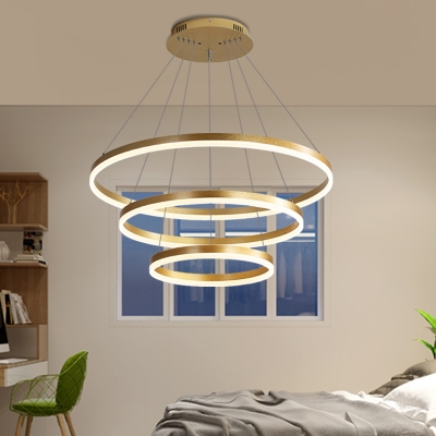 Multi Light Round Chandelier Light Modern Metal Gold Hanging Ceiling Light with Acrylic Diffuser