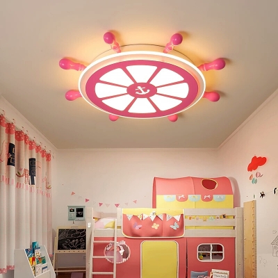 Nautical Ceiling Lights Iron and Acrylic 1 Light Flush Mount Ceiling Lights Kids Room Lighting
