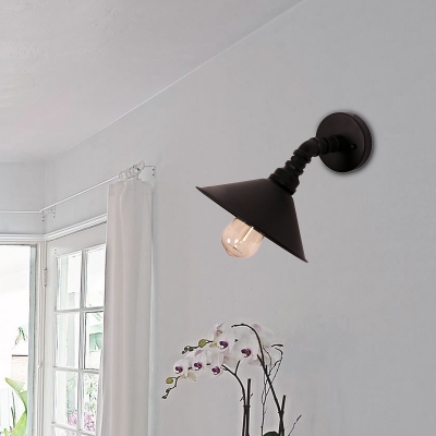 Retro Industrial Lighting Fixture Single Bulb Sconce Wall Lights with Metal Cone Shade for Foyer