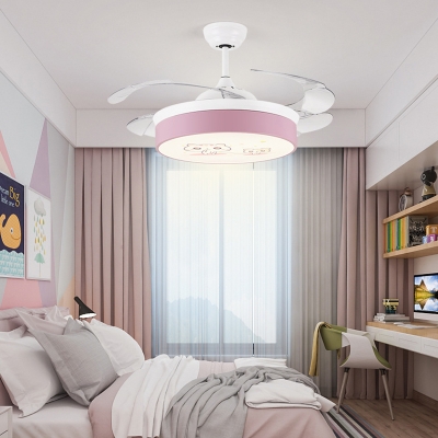 Round Cartoon Ceiling Fixture Modern Acrylic Metal 1-Light Fan Light for Living Room Bedroom Kids Room
