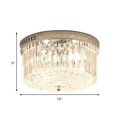 Round Crystal Fringe Ceiling Fixture Contemporary LED Ceiling Light Fixtures for Bedroom