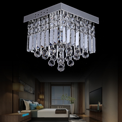 Silver Squared Ceiling Light Fixtures Modern Crystal Ball Ceiling Lights for Bedroom and Corridor