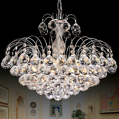 Spray Ceiling Pendant Lights Modern Crystal Ball 8 Heads Dining Room Ceiling Lights with Chain