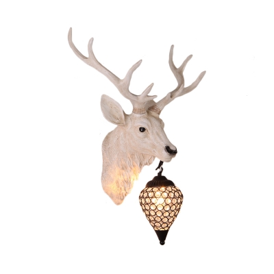 Village Wild Animal Wall Lighting with Crystal Lampshade 1 Head Wall Lamp in Black