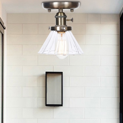 Antique Semi Flush Mount Glass 1 Light Semi-Flush Mount Ceiling Fixture for Bathroom
