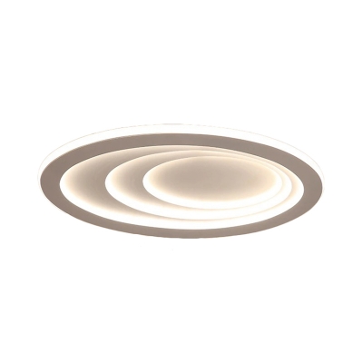 Contemporary Oval Ceiling Mount Light Fixture Metal LED Mount Fixture in White