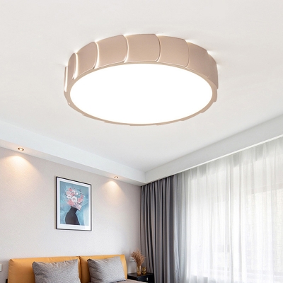 Contemporary Rose Gold Flush Light with Drum Shade LED Acrylic Ceiling Mounted Lights for Bedroom