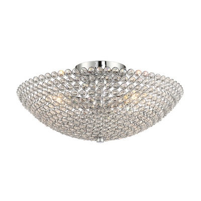 Crystal Bowl Semi Flush Light Modern Metal 3 Head Semi Flush Ceiling Lights for Living Room