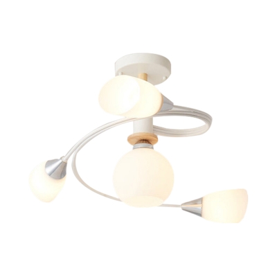 Curve Bedroom Semi Flush Ceiling Light Metal 4/6 Light Modern Flush mount Light in Multicoloured