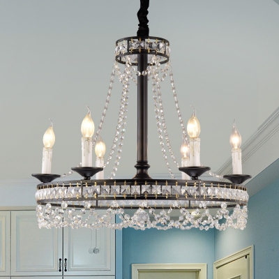French Country Candle Pendant Chandelier Crystal Beaded Ceiling In Black For Kitchen Dining Beautifulhalo Com - French Country Kitchen Ceiling Lights