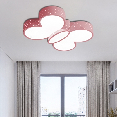Girls Bedroom Ceiling Light with Butterfly Shaped Shade Modern Metal Led Flush Lighting