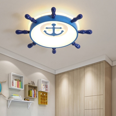 Integrated Led Rudder Ceiling Light Modern Style Metal Flush Mount Light for Children Room