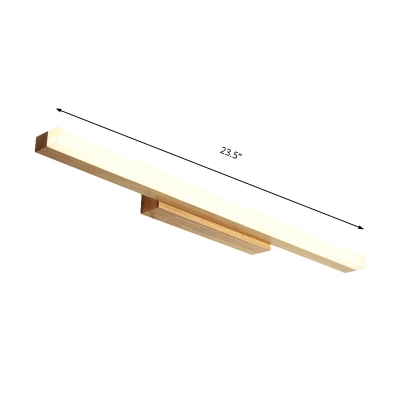 Rectangular Wall Mount Light with Acrylic Diffuser Nordic Wood Integrated Led Vanity Light for Bathroom