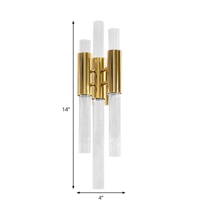 Tube Wall Mounted Lights Contemporary Metal Glass 3 Lights Sconce Light Fixtures for Gallery