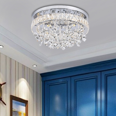 Unique Floral Ceiling Light Fixture Contemporary Crystal Metal Round Ceiling Fixture for Indoor