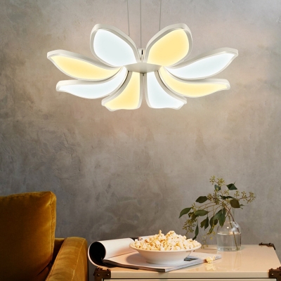 Acrylic Flower Chandelier Light Modern Integrated Led White Hanging Ceiling Light
