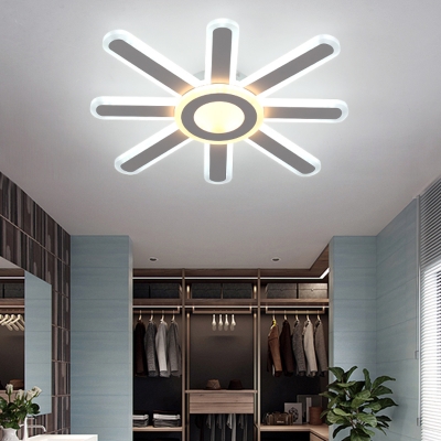 Acrylic Flush Mount Lighting with Sun Design Integrated Led White Ceiling Light Fixture