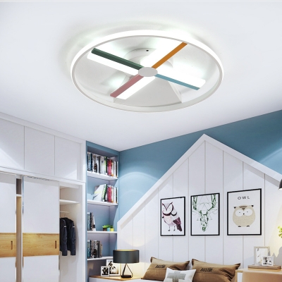 Acrylic Windmill Flushmount Light with Ring Rustic Nordic Led Ceiling Light in White