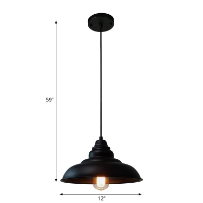 Black Bubble Pendant Light Industrial Style Iron 1 Light Hanging Light Fixture for Kitchen Island