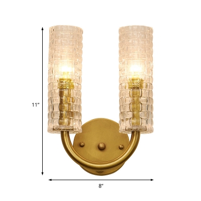 Brass Sconce Wall Lights Modern Metal 2 Heads Cylindrical Wall Sconce Lighting for Living Room