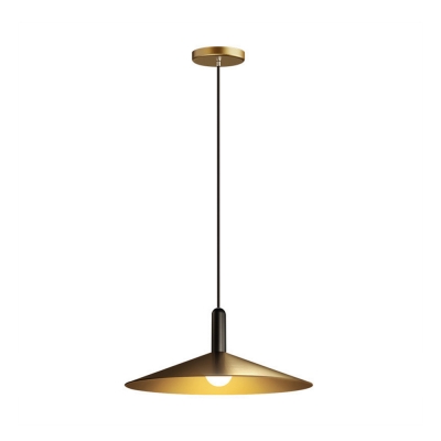 Brushed Brass Pendants Lighting Retro Industrial 1-Light Hanging Indoor Lights with Metal Cone Shade