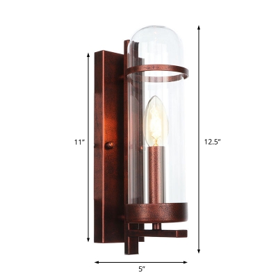 Candle Wall Mount Light Retro Style Steel 1 Light Wall Light Lamp Sconce in Rust for Bedside
