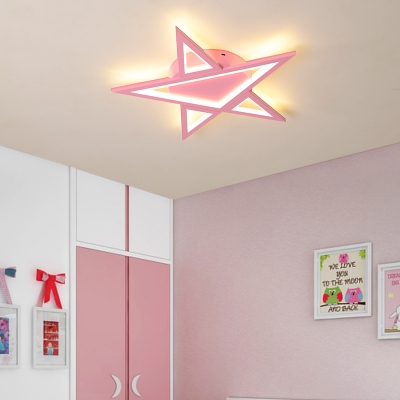 Cartoon Star Flush Mount Lighting Modern Led Acrylic Ceiling Light for Children Bedroom