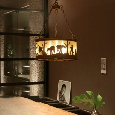 Drum/Cylinder Ceiling Pendant Contemporary Iron and Fabric Unique Pendant Lighting for Restaurant