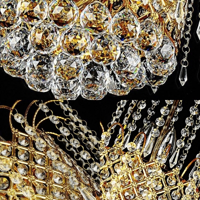 Gold Chain Crystal Ceiling Pendant Lights Modern Metal Drum Chandelier Pendant Light for Living Room