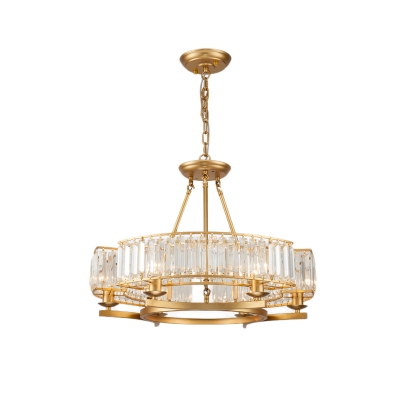 Mid Century Modern Large Ceiling Chandelier Iron and Crystal Chandelier Pendant for Living Room