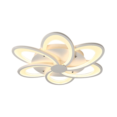 Modern Floral Flushmount Lighting Acrylic White Led Flush Ceiling Light with Round Canopy