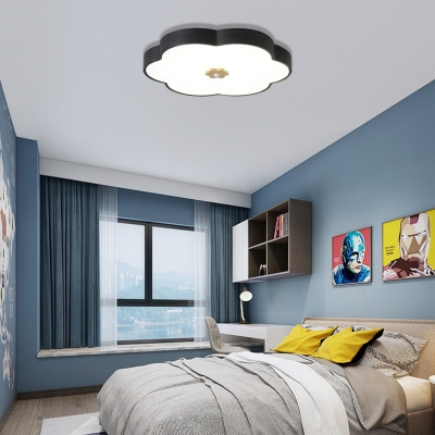Modern Nordic Floral Flush Light Iron 1-Light Flush Mount Ceiling Light Fixtures for Bedroom