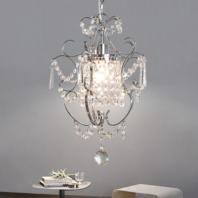 Rustic Geometric Hanging Light 1 Light Clear Crystal Chandelier Lighting for Dining Room