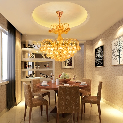 Spray Ceiling Pendant Lights Modern Crystal Ball 8 Heads Dining Room Ceiling Lights with Chain