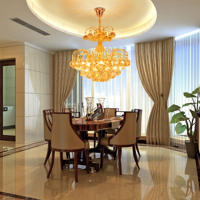 Spray Ceiling Pendant Lights Modern Crystal Ball 8 Heads Dining Room Ceiling Lights with Chain