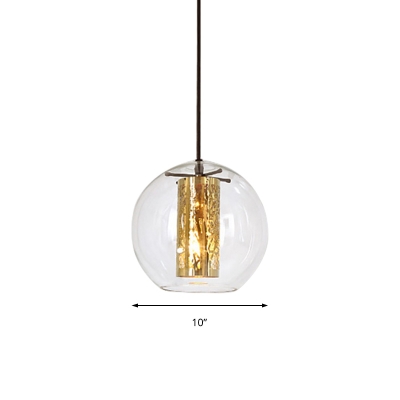 1 Light Global Hanging Pendant Light with Etched Cylinder Shade Modern Decorative Hanging Light