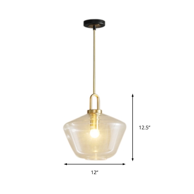 1 Light Mini Pendant Light Mid Century Modern Gold Ceiling Light with Clear Glass Shade