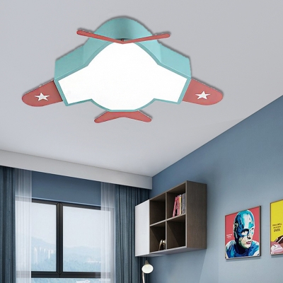 Airplane Led Ceiling Lamp with Acrylic Diffuser Metal Shade Cartoon Flush Light