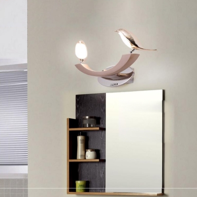 Bird/Cylinder Wall Sconces Contemporary Iron 2 Heads Sconce Wall Lamps in Rose Gold for Bedroom