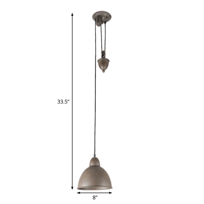Cappuccino Pendant Ceiling Lights Modern Metal Pulley Hanging Lamps with Dome Shade for Coffee Shop