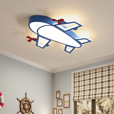 Cartoon Aircraft Ceiling Lamp Metal and Acrylic Led Flush Mount Light for Kindergarten