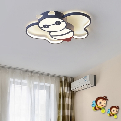 Cartoon Bee Flush Mount Ceiling Light Metal Integrated Led Flush Light in White/Warm