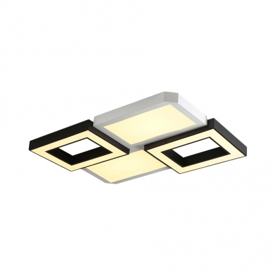 Combination Fixture Geometric Shade Indoor Ceiling Light Acrylic Modern Flush Mount in Black and White